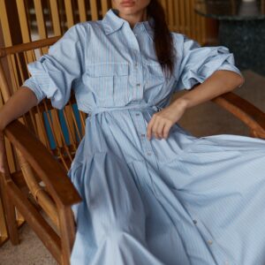 Shirt Dress - Blue Choc Stripe