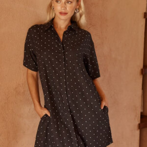 Spot Shirt Dress - Black/White